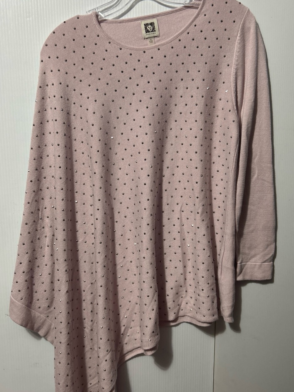 Anne Klein Light Pink Embellished Pullover Sweater
